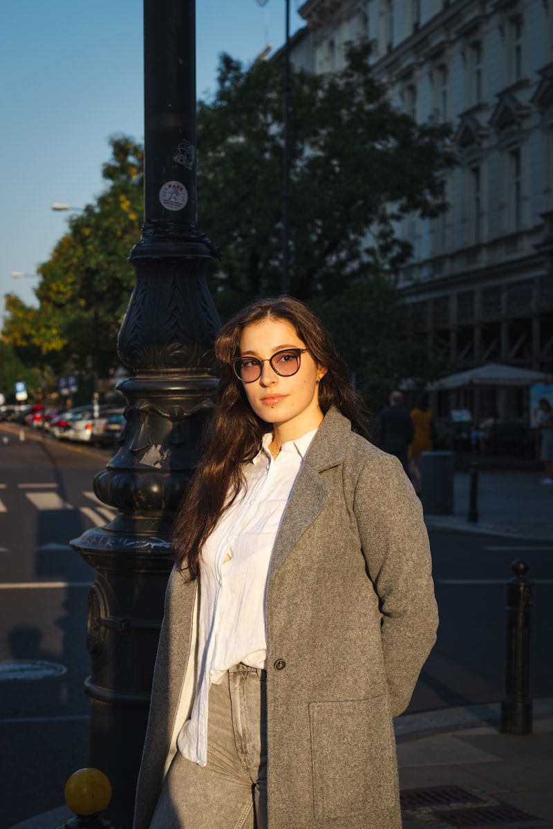 Street style look with tailored coat outdoors