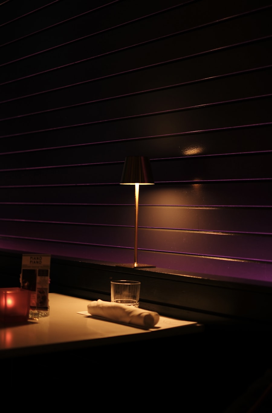Dimly lit candlelit corner table