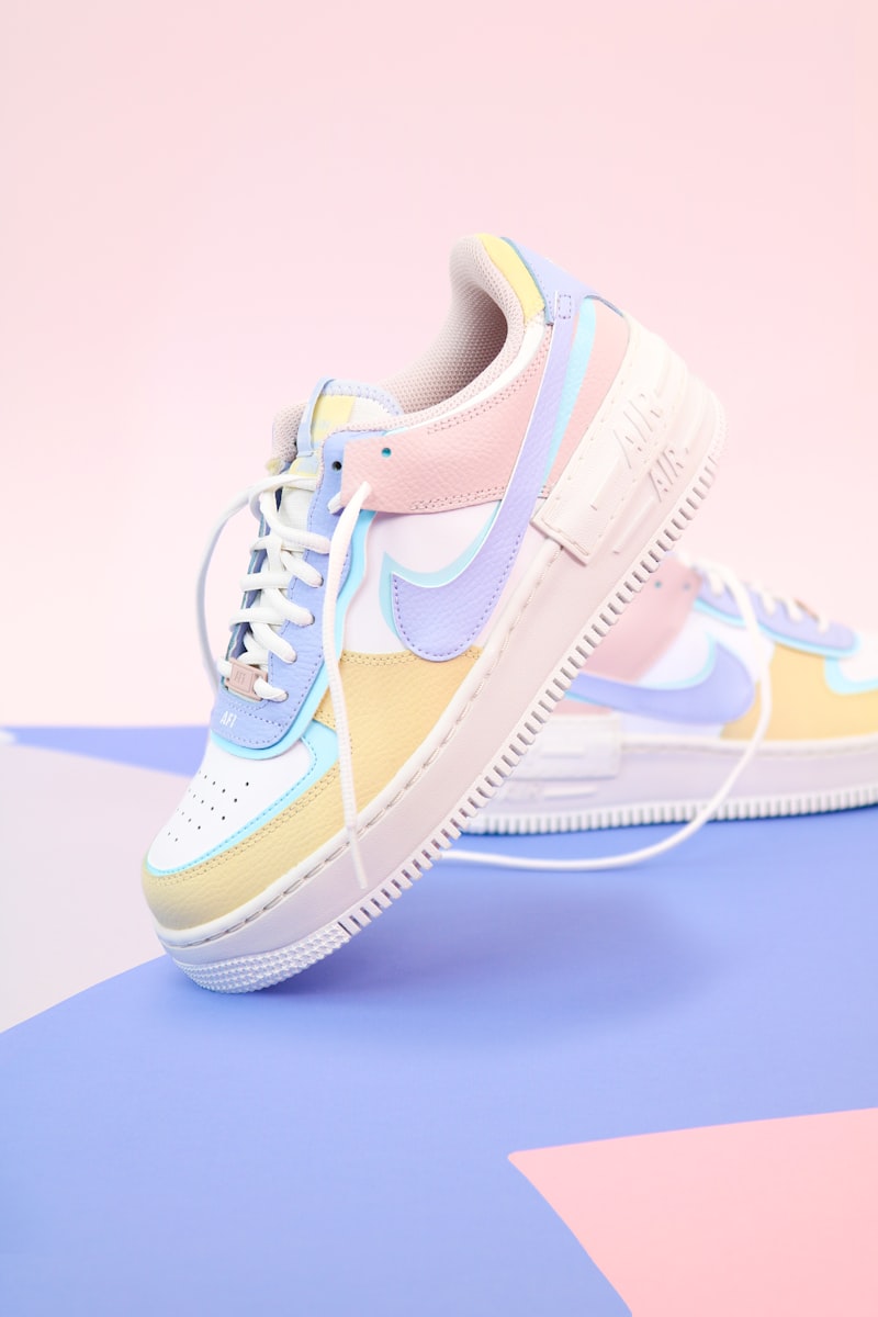 VOLTA pastel blue and pink lifestyle sneaker on gradient